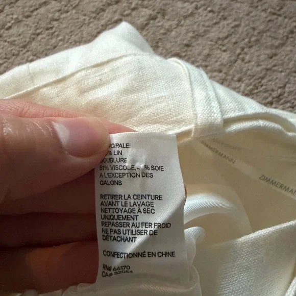 Zimmermann Cream Wide-Leg Pants - Picture 7 of 8